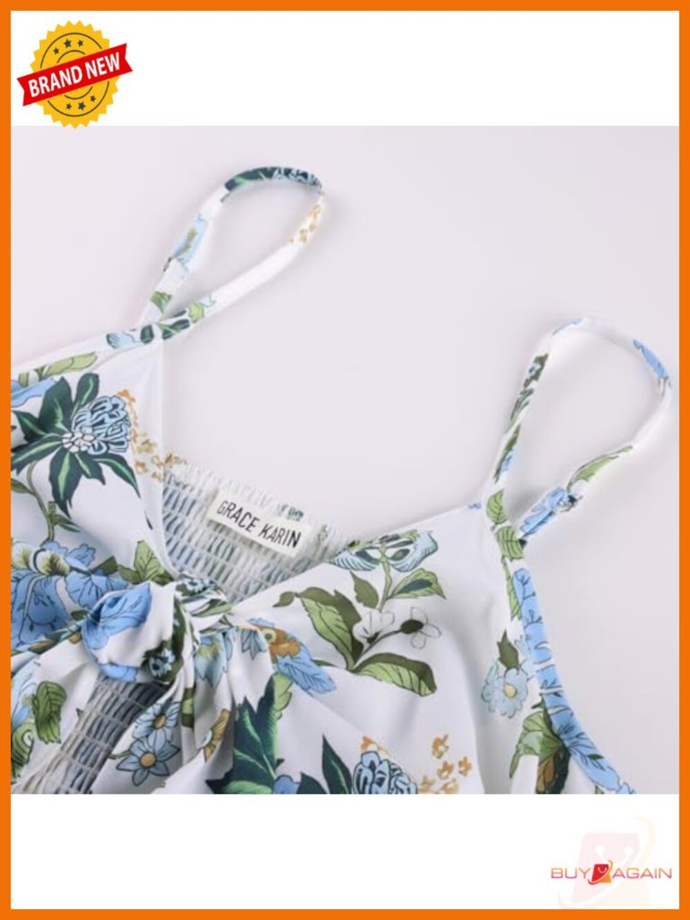 Women's Floral Maxi Dress V Neck Smocked Waist Sleeveless Beach Summer - Picture 5 of 6